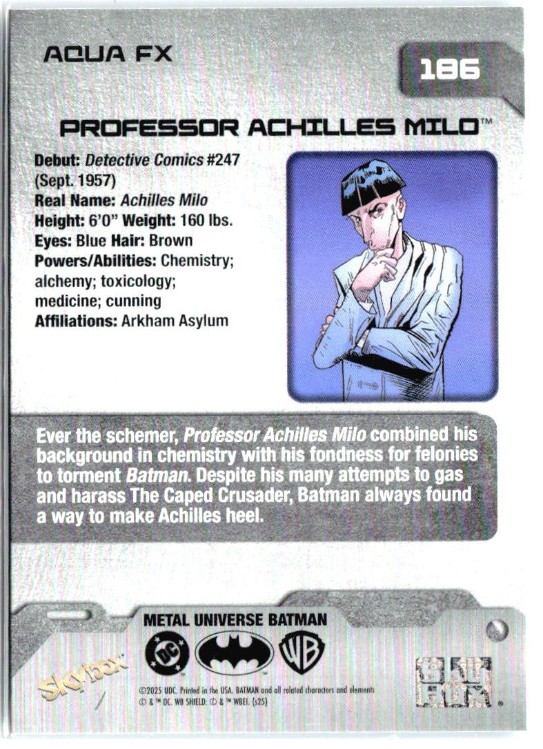 2025 SkyBox Metal Universe Batman #186 Professor Achilles Milo Aqua FX1