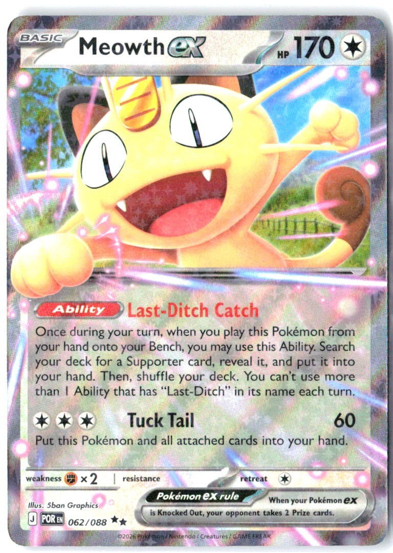 Meowth ex 062/088 Double Rare Perfect Order Pokemon Holo Near Mint0
