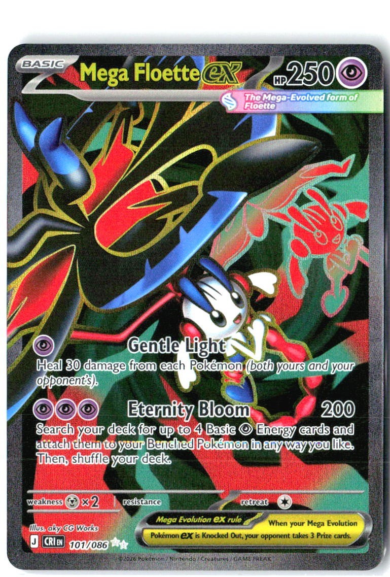 Mega Floette ex 101/086 Ultra Rare Chaos Rising Pokemon Holo Near Mint0