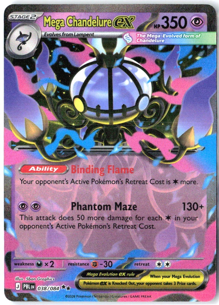 Mega Chandelure ex 038/084 Double Rare Pitch Black Pokemon Holo Near Mint0