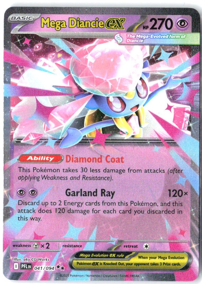 Mega Diancie ex 041/094 Double Rare Phantasmal Flames Pokemon Holo Near Mint0