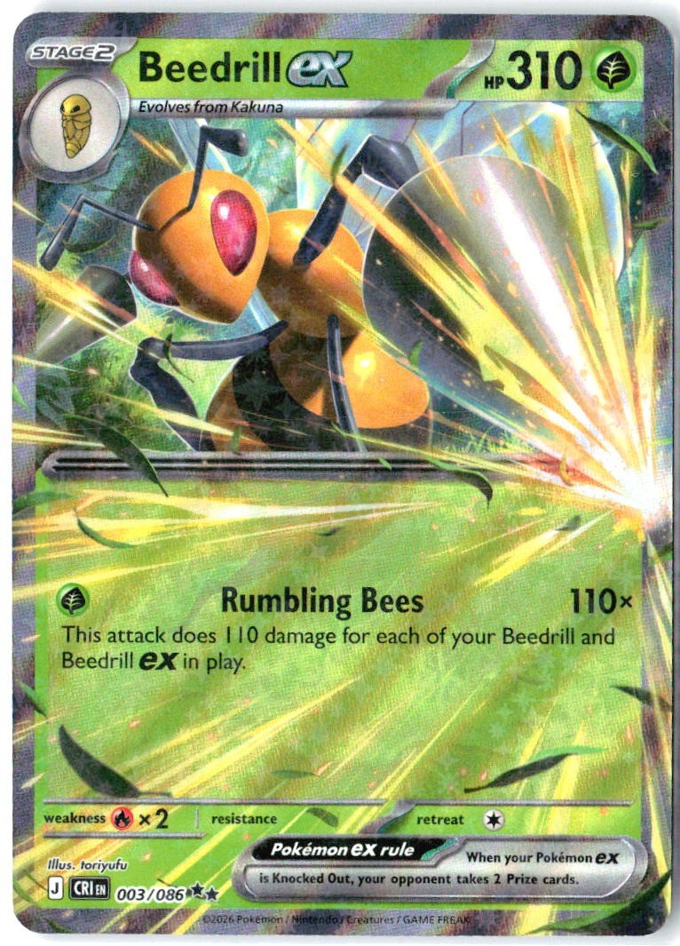 Beedrill ex 003/086 Double Rare Chaos Rising Pokemon Holo Near Mint0