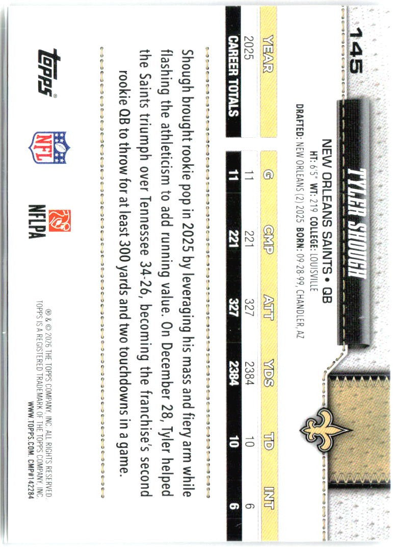 2026 Topps Flagship #145 Tyler Shough1