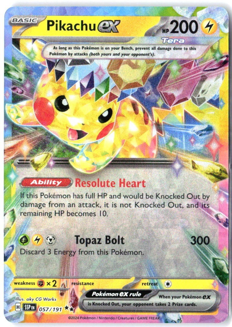 Pikachu ex 057/191 Double Rare Surging Sparks Pokemon Holo Near Mint0