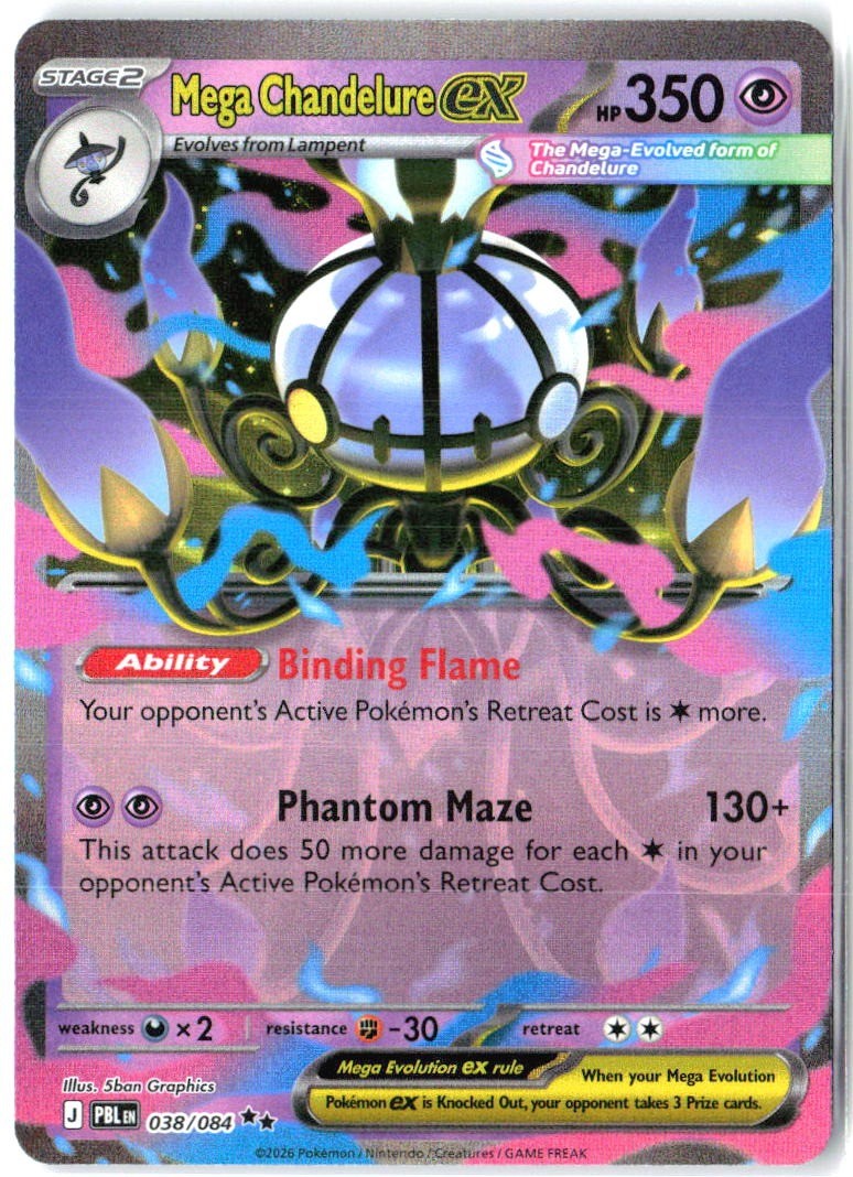 Mega Chandelure ex 038/084 Double Rare Pitch Black Pokemon Holo Near Mint0