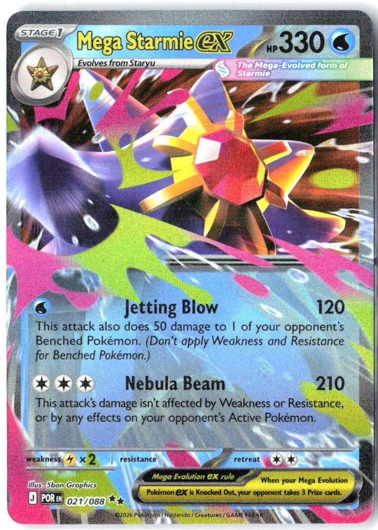 Mega Starmie ex 021/088 Double Rare Perfect Order Pokemon Holo Near Mint0