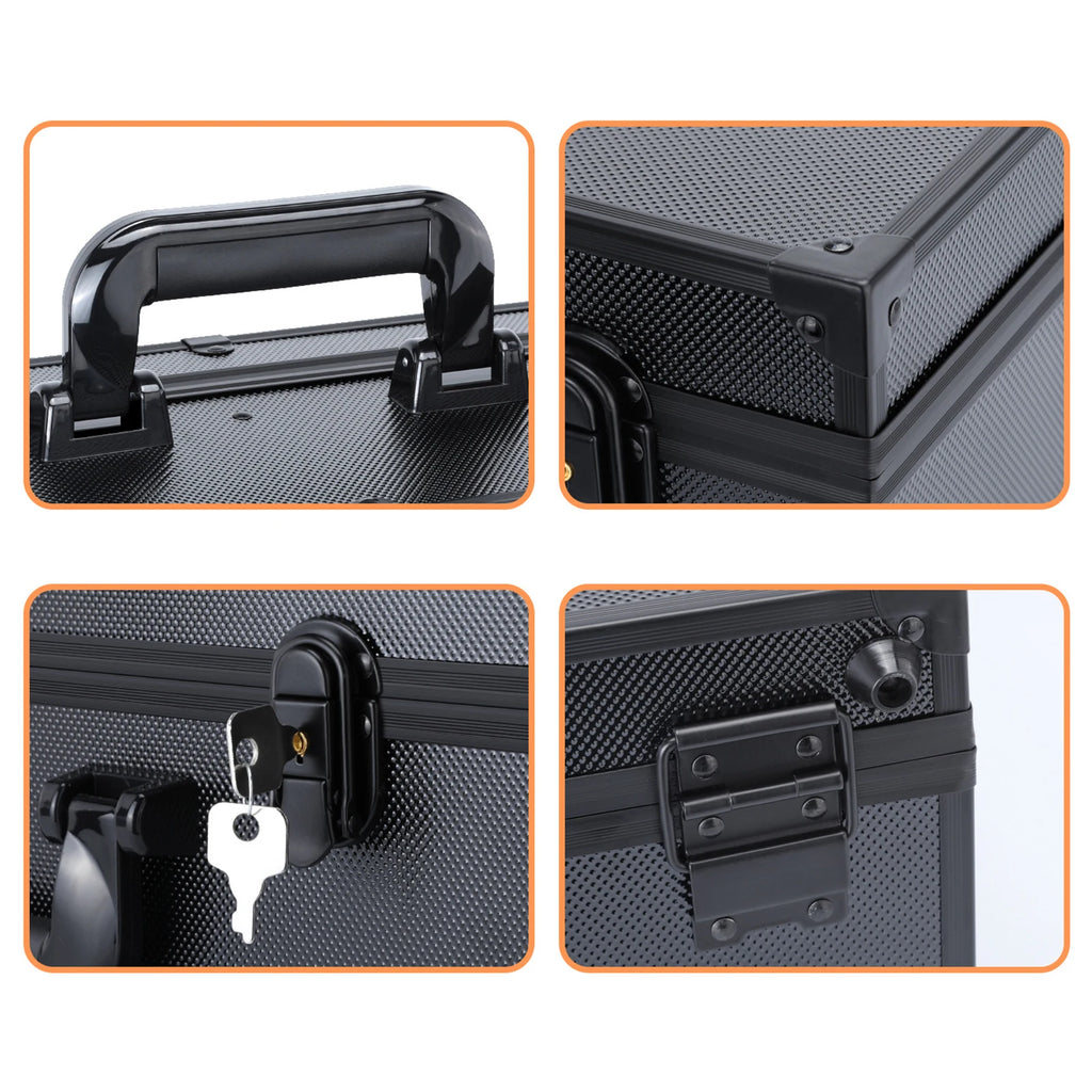 Card Storage Boxs Trading Organizer Aluminum Collection Box Sturdy Versatile Aluminum with EVA Foam Protection 4 Compartments