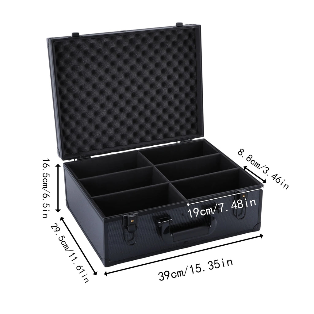 Card Storage Boxs Trading Organizer Aluminum Collection Box Sturdy Versatile Aluminum with EVA Foam Protection 4 Compartments