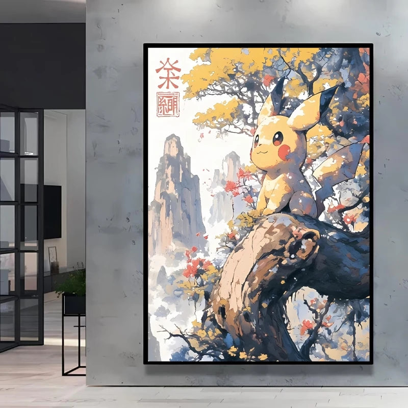 1pc Canvas Artwork Painting Classic Pokemon Poster Pikachu Home Living Room Wall Decoration Picture Children's Room Decoration