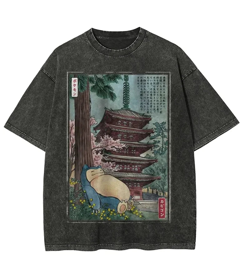 Pok é mon Men's Street Style Anime Printed Cotton T-shirt 2026 Summer Trendy Casual Wear