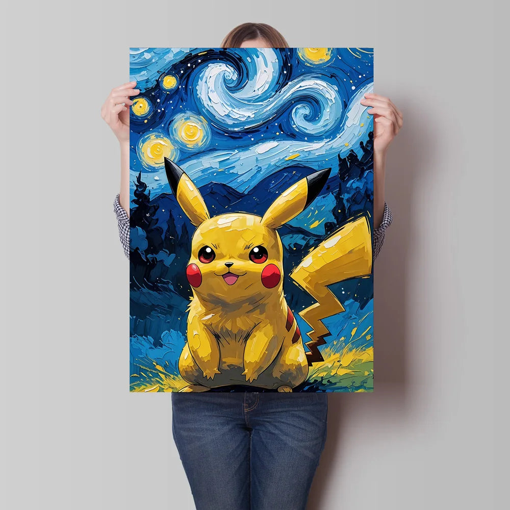 Van Gogh Style Pokemon Pikachu Wall Decoration Multiple Characters Are Available Creating A Unique Artistic Space for Your Home