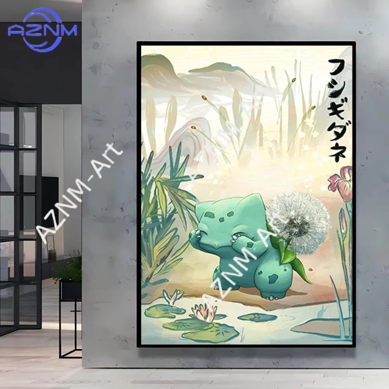 1pc Canvas Artwork Painting Classic Pokemon Poster Pikachu Home Living Room Wall Decoration Picture Children's Room Decoration