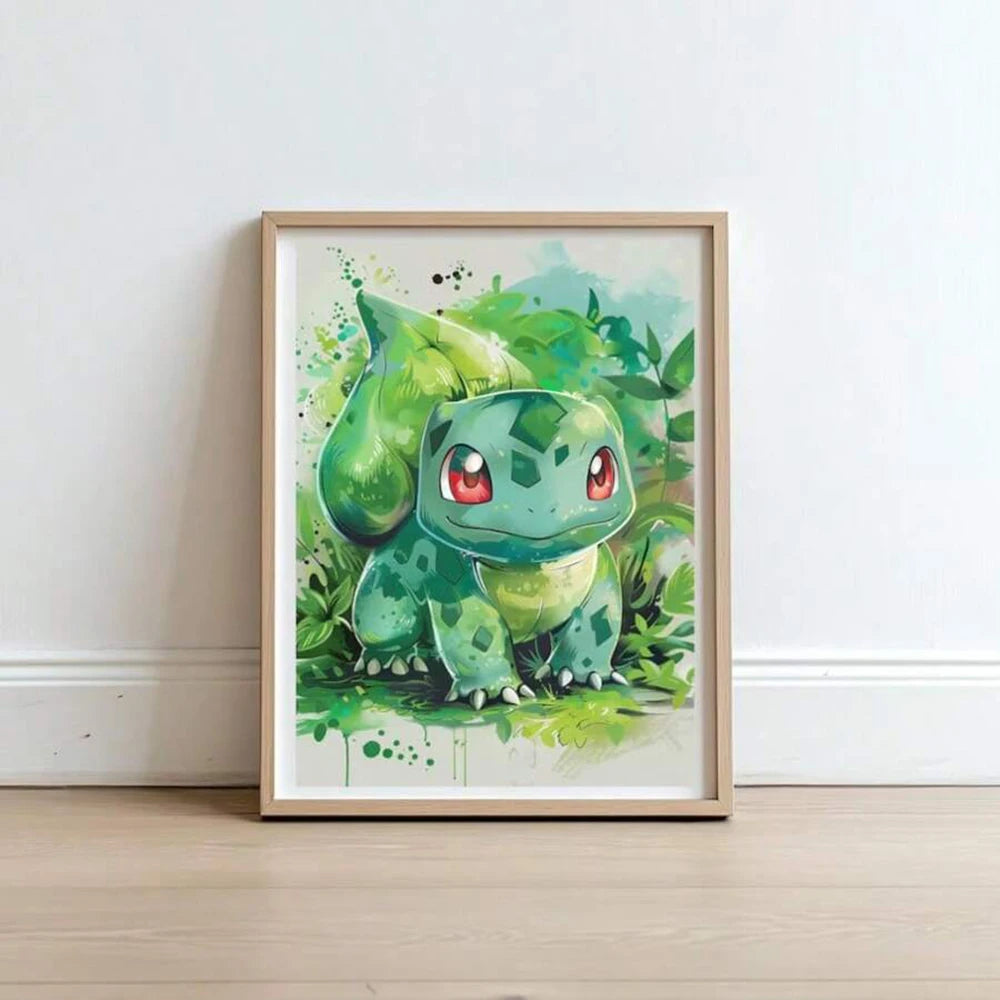 Frameless Anime Pokemon Pikachu Charmander Bulbasaur Squirtle Poster HD Canvas Painting Home Living Room Painting Wall Art  Gift