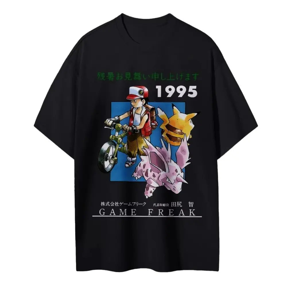 2026 Summer Oversized Pokemon Anime Graphic T Shirt Man Women Casual Cotton Short Sleeve Tee Top Y2k Streetwear Print Clothing