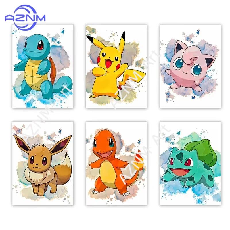 1PC Anime Pokemon Canvas Painting Charmander Squirtle Poster and Print Wall Art Picture Home Decor Kids Gifts