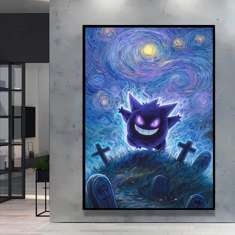 Van Gogh Style Pokemon Pikachu Wall Decoration Multiple Characters Are Available Creating A Unique Artistic Space for Your Home