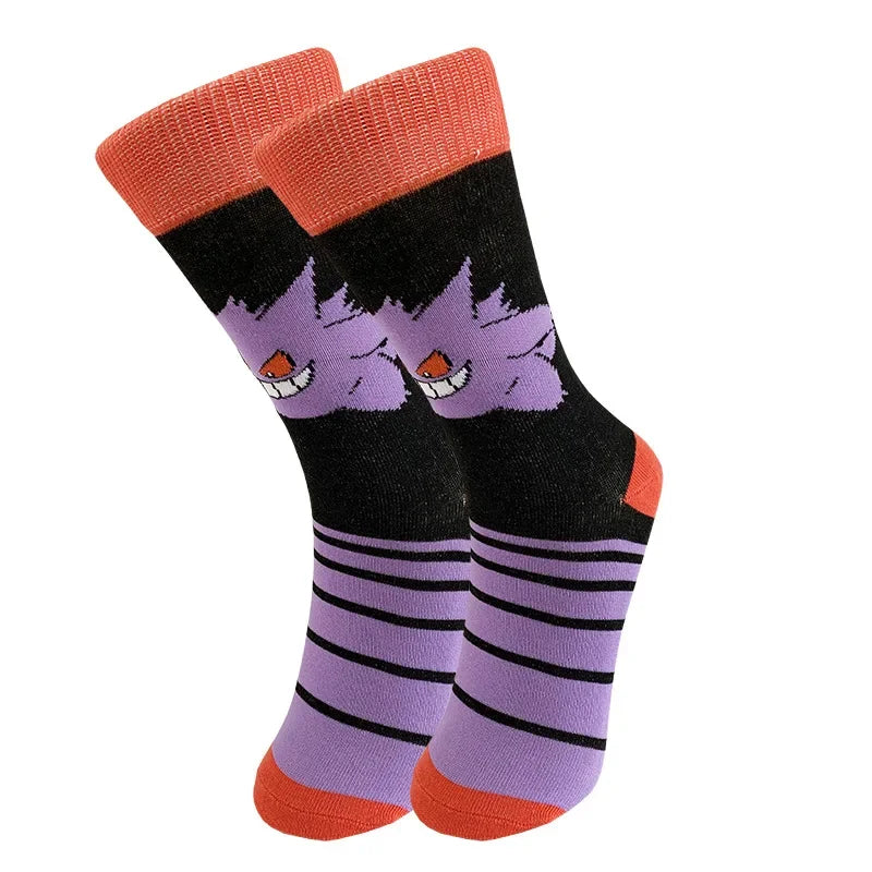 12styles Pokemon Anime Socks Cosplay Cartoon Decoration Kawaii Pikachu Gengar Printed Cotton Sock Breathable Sports Gift for Kid