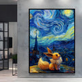 Van Gogh Style Pokemon Pikachu Wall Decoration Multiple Characters Are Available Creating A Unique Artistic Space for Your Home
