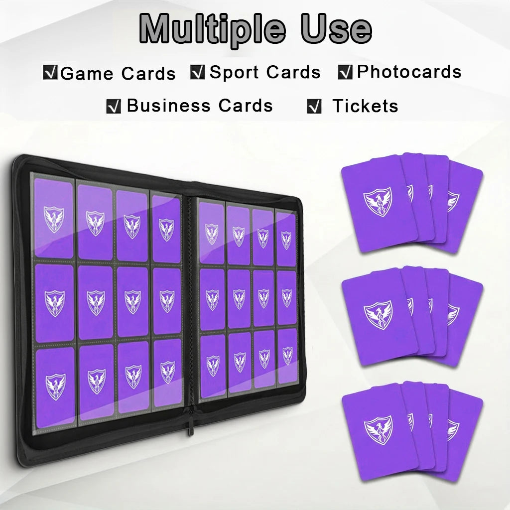12-Pocket Trading Card Binder, Collectible Card Holder That Can Accommodate 480 Cards, Zippered Premium Card Binder Suitable for Tcg Cards/Game Cards/Sports Cards/Yu-Gi-Oh!, Magic: the Gathering, and Trading Cards