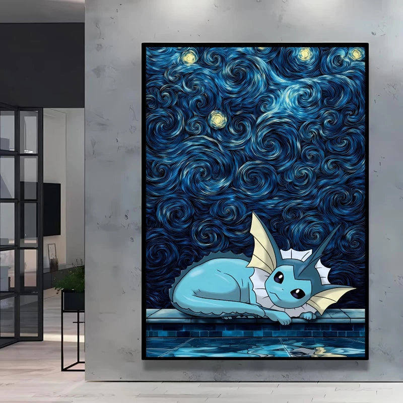 Van Gogh Style Pokemon Pikachu Wall Decoration Multiple Characters Are Available Creating A Unique Artistic Space for Your Home