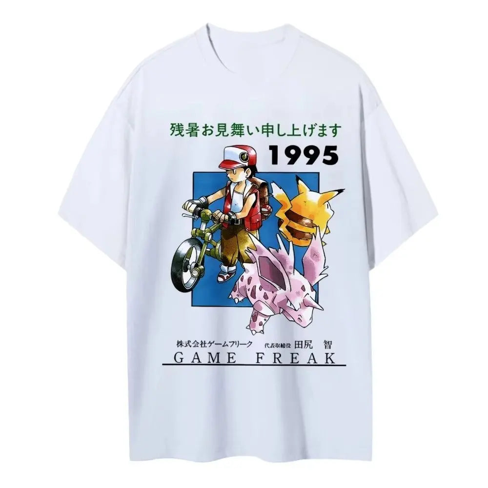 2026 Summer Oversized Pokemon Anime Graphic T Shirt Man Women Casual Cotton Short Sleeve Tee Top Y2k Streetwear Print Clothing