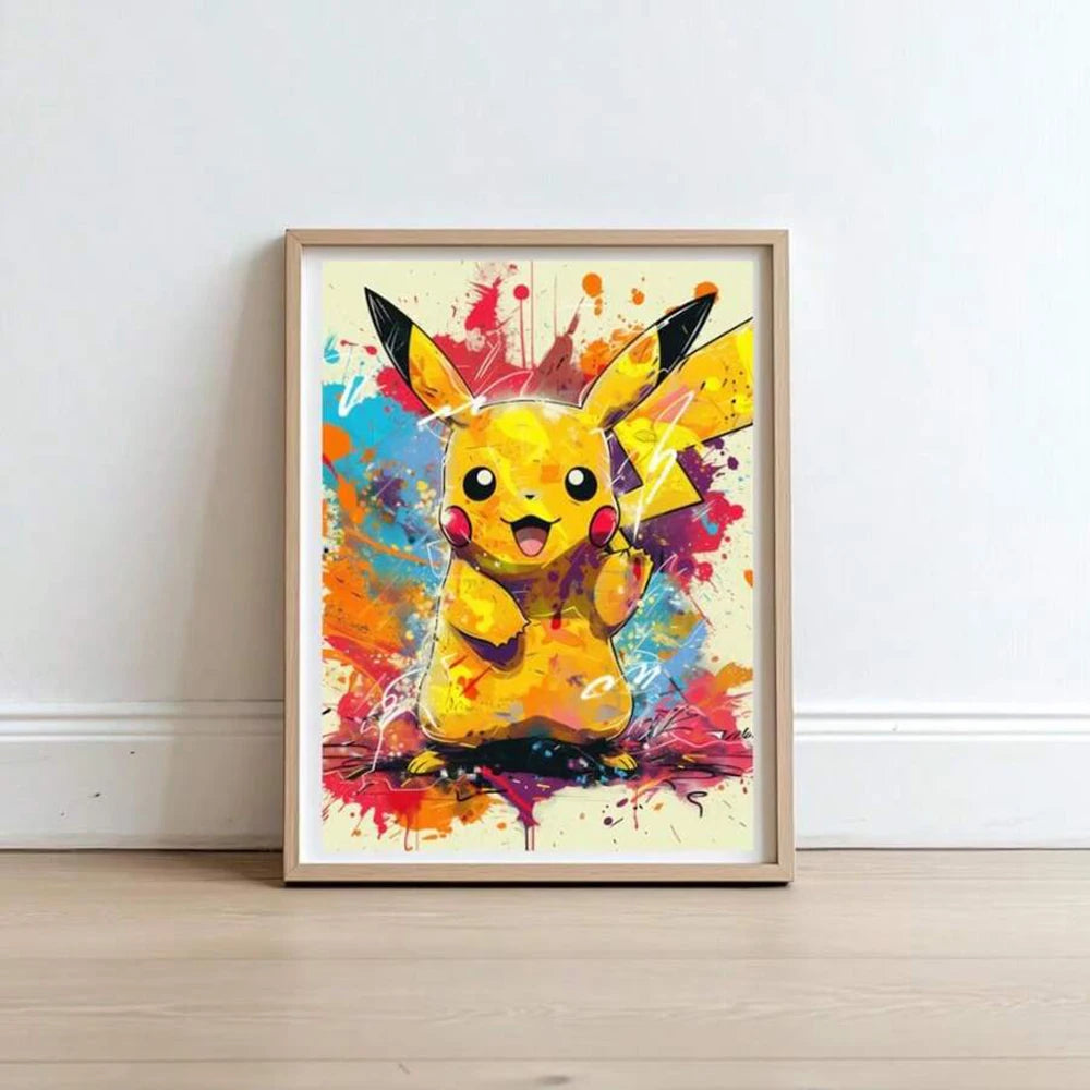 Frameless Anime Pokemon Pikachu Charmander Bulbasaur Squirtle Poster HD Canvas Painting Home Living Room Painting Wall Art  Gift
