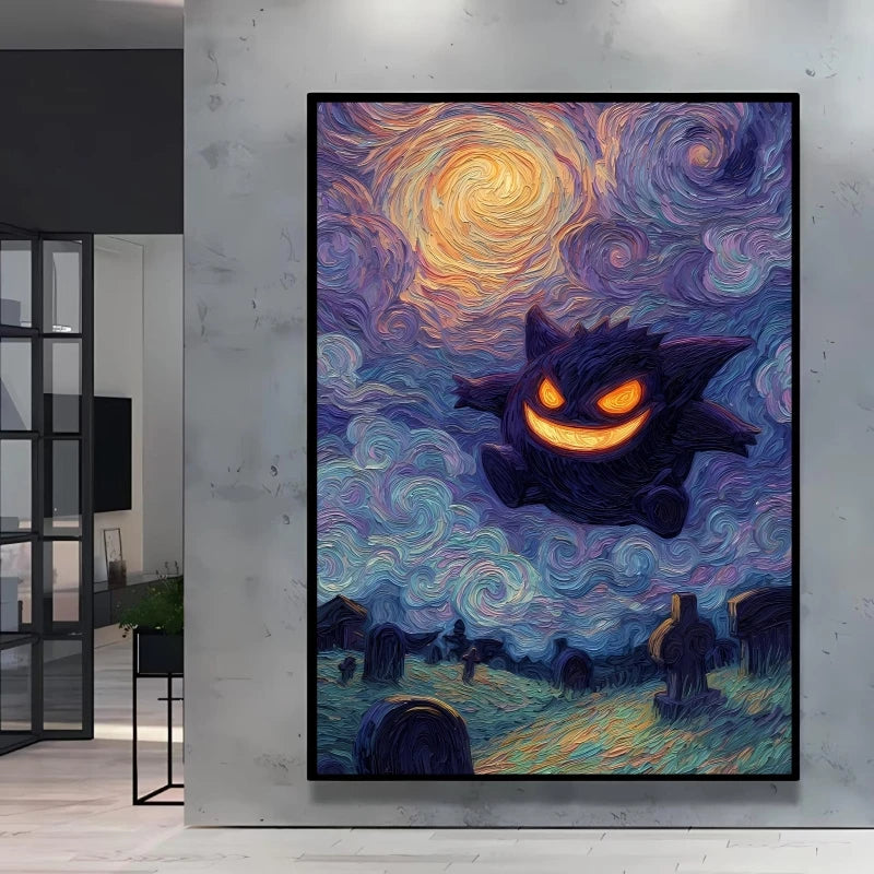 Van Gogh Style Pokemon Pikachu Wall Decoration Multiple Characters Are Available Creating A Unique Artistic Space for Your Home