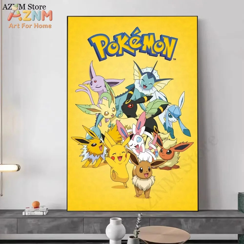 1PC ，P-Pokemon Japanese Anime Whitepaper Poster  Coffee House Bar Aesthetic Art Wall Painting