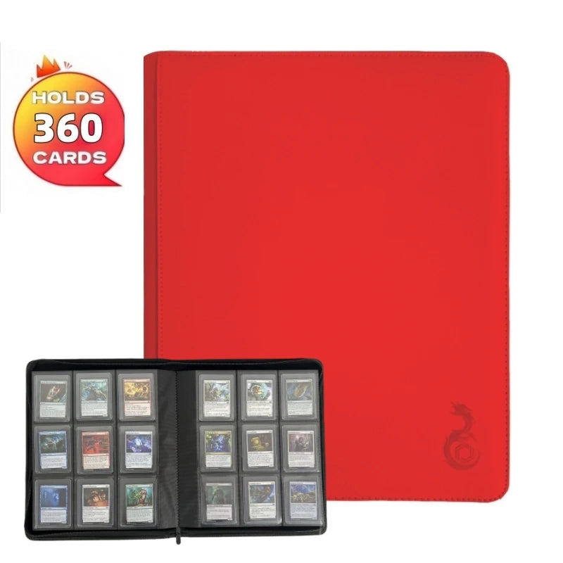 9-Pocket Toploader Binder, Top Loader Binder for Cards, Holds 360, Card Folders for Trading Cards or Sports Cards in 3 X 4''