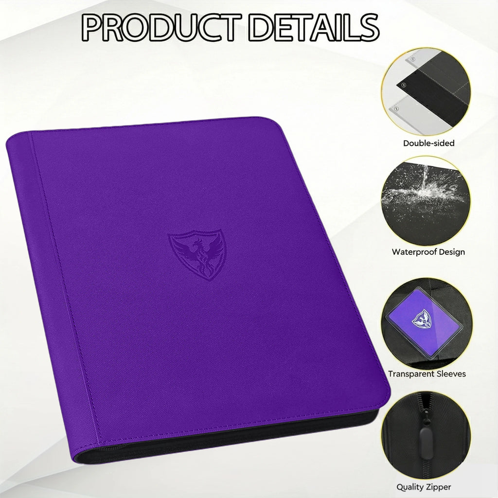 12-Pocket Trading Card Binder, Collectible Card Holder That Can Accommodate 480 Cards, Zippered Premium Card Binder Suitable for Tcg Cards/Game Cards/Sports Cards/Yu-Gi-Oh!, Magic: the Gathering, and Trading Cards