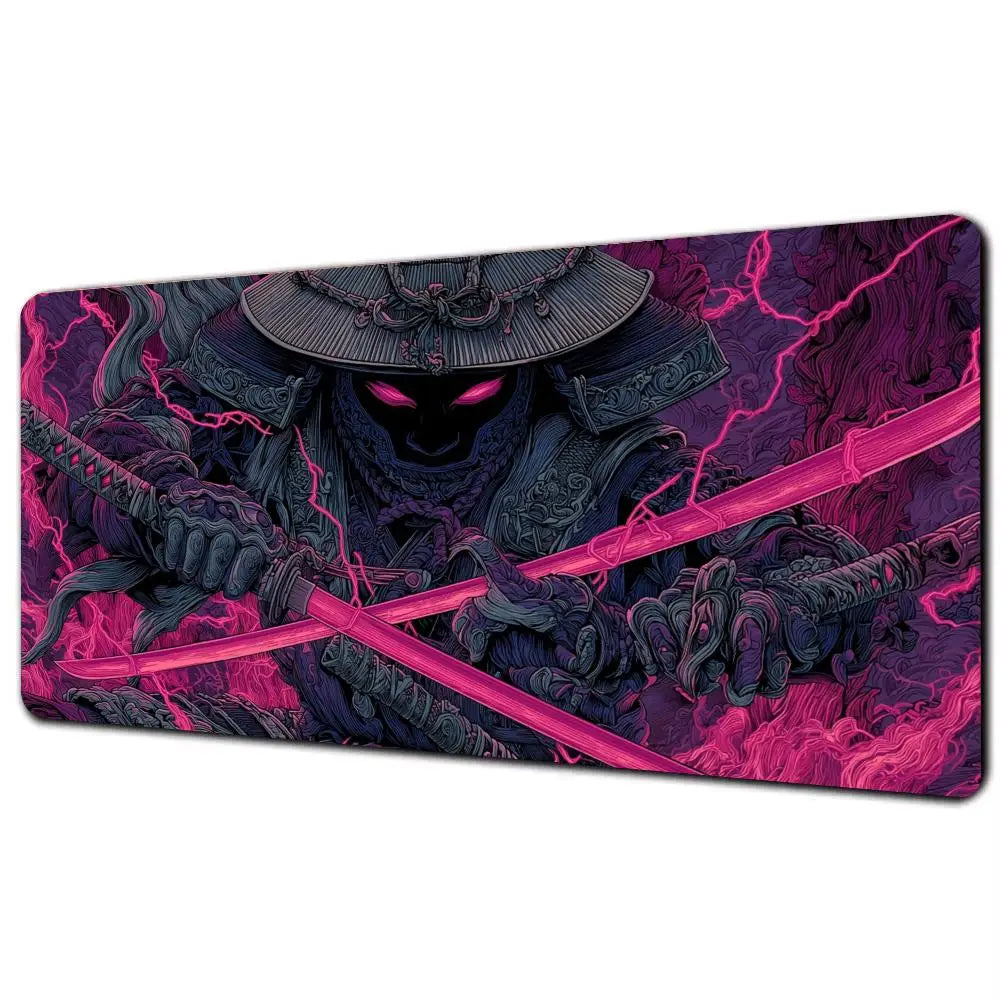Cyberart Style Fantasy Samurai Design TCG Playmat Magic Card Battle Mat 35X60CM Tapete Magic Mat Non-Slip Durable Stitched Edge