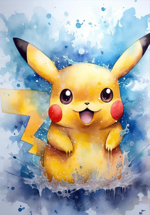 Watercolor Pokemon Canvas Wall Art Pikachu Charmander Squirtle Bulbasaur Charizard Blastoise Anime Poster Kid Nursery Room Decor