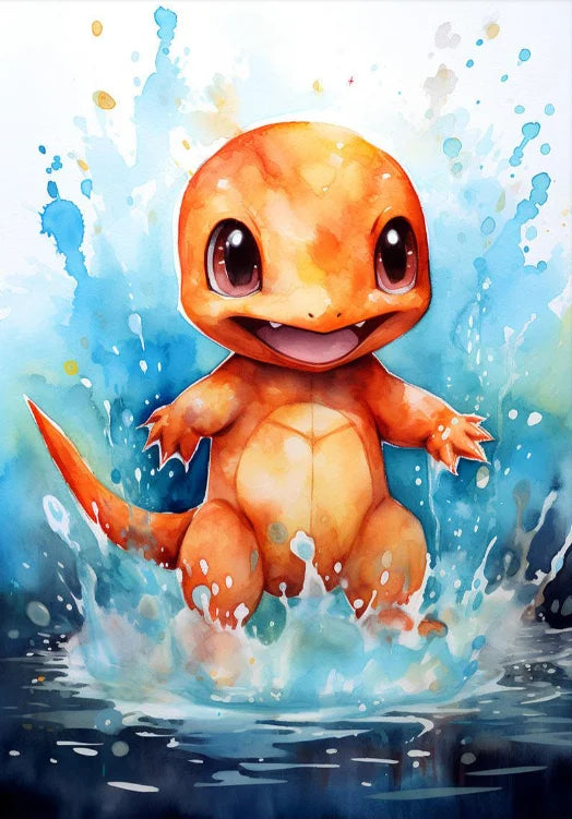 Watercolor Pokemon Canvas Wall Art Pikachu Charmander Squirtle Bulbasaur Charizard Blastoise Anime Poster Kid Nursery Room Decor
