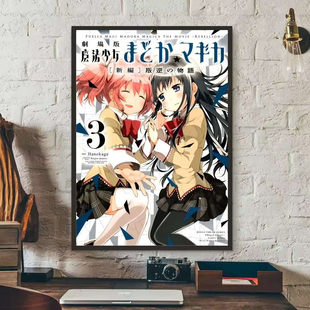 Anime P-Puella Magi Madoka Magica Girl Poster Waterproof Wall Art Sticker For Bar Living Room Vintage Decor High Quality Print