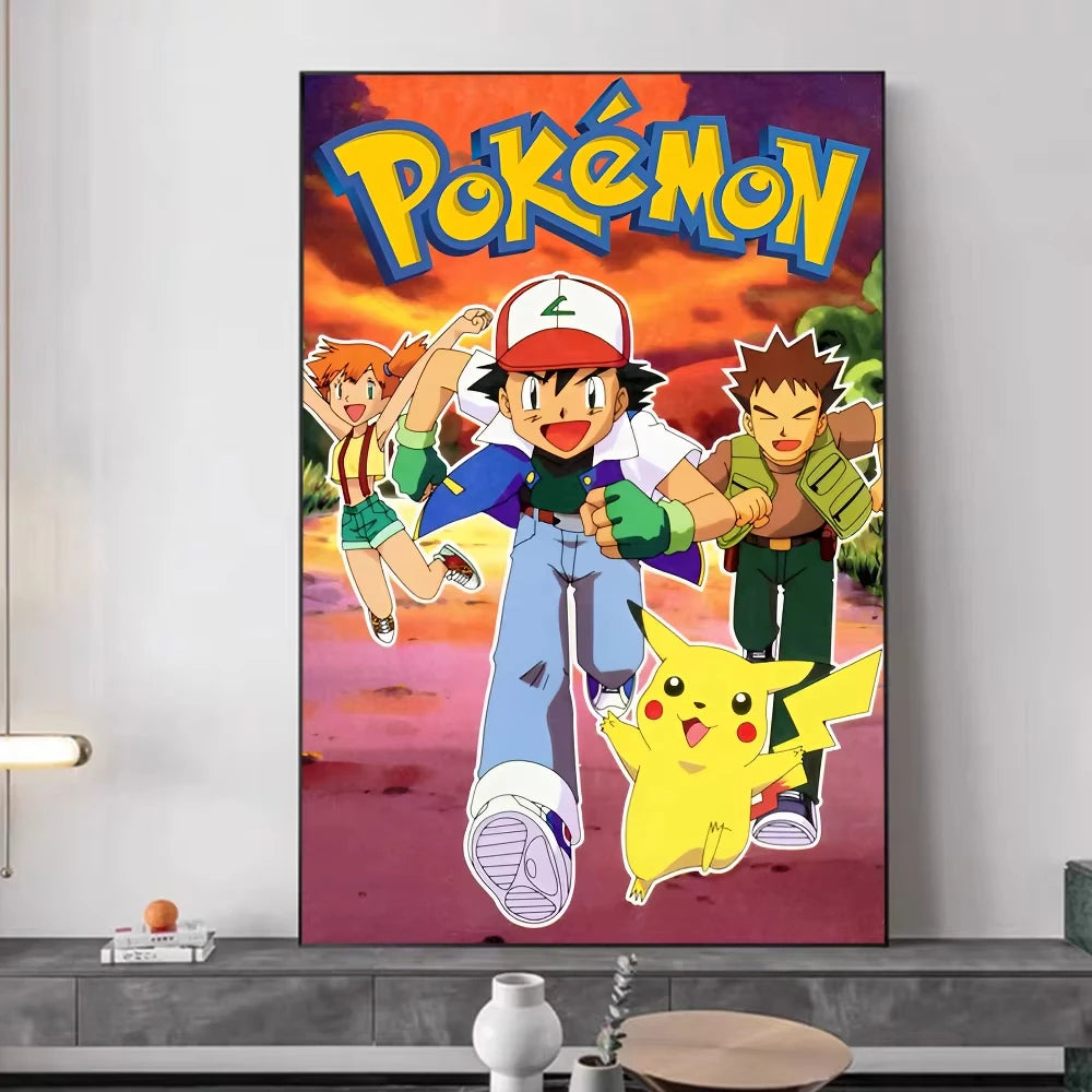 1PC ，P-Pokemon Japanese Anime Whitepaper Poster  Coffee House Bar Aesthetic Art Wall Painting