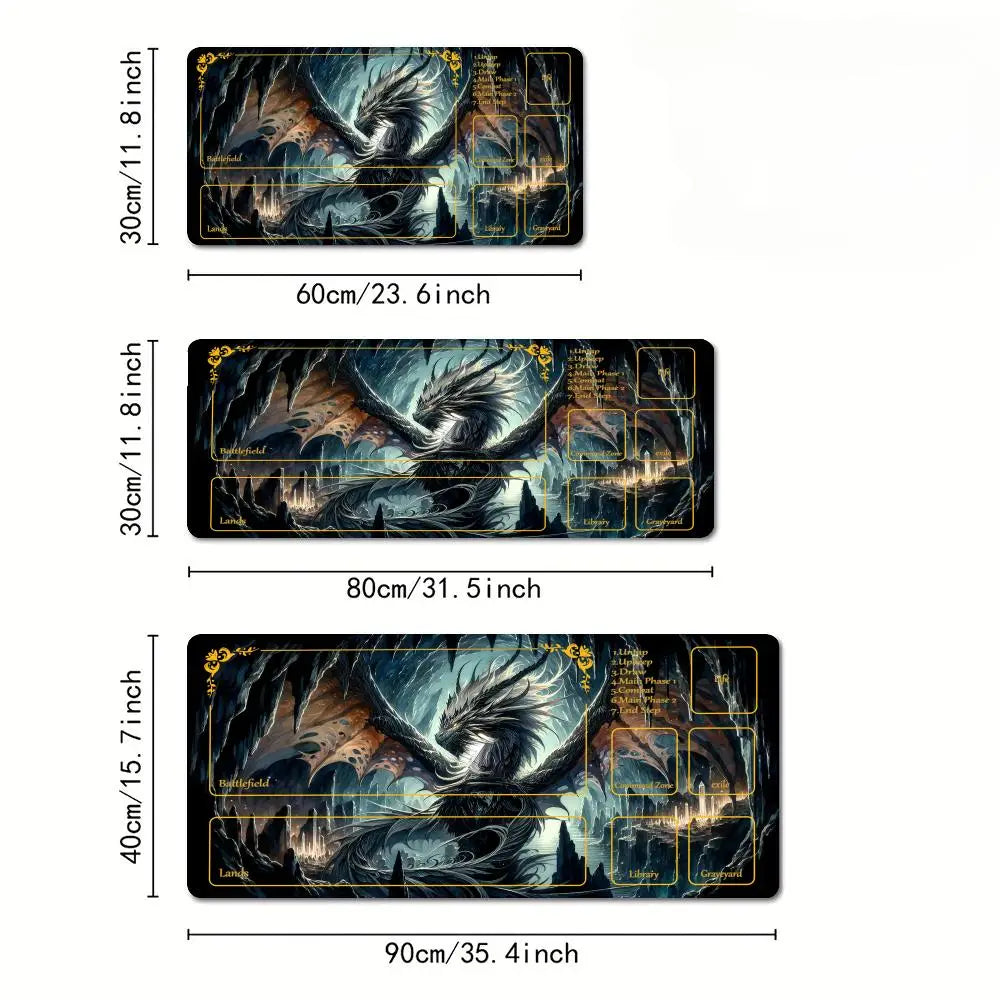 Playmat TCG Playmat Dragon Mouse Mat Anti-Slip Durable Stitched Edge 35X60CM Desk Mat Tapete Magic