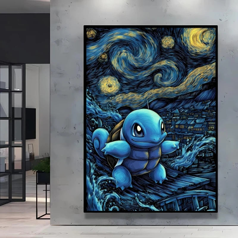 Van Gogh Style Pokemon Pikachu Wall Decoration Multiple Characters Are Available Creating A Unique Artistic Space for Your Home