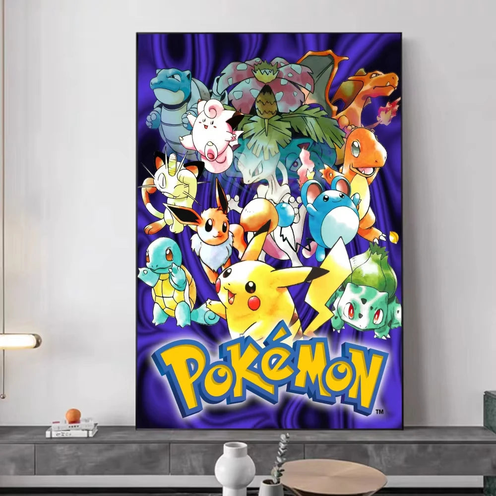 1PC ，P-Pokemon Japanese Anime Whitepaper Poster  Coffee House Bar Aesthetic Art Wall Painting