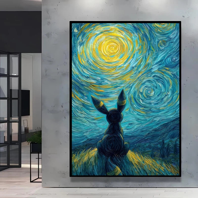 Van Gogh Style Pokemon Pikachu Wall Decoration Multiple Characters Are Available Creating A Unique Artistic Space for Your Home