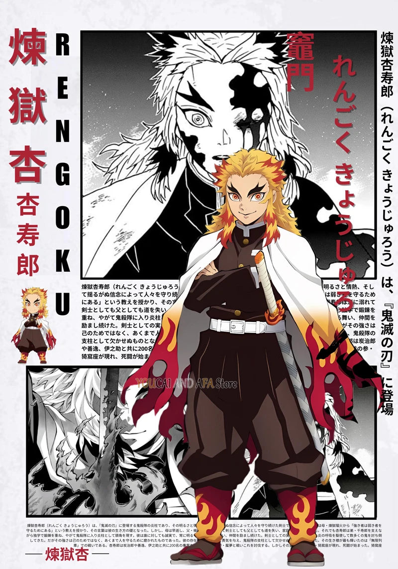 Anime Wall Art D-emon S-layer Japanese Manga Yoriichi Kokushibo Akaza Rengoku Poster Canvas Painting Wall Pictures Home Decor