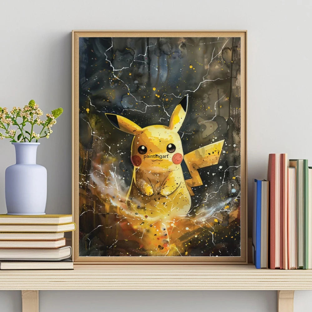 Watercolor Pokemon Canvas Wall Art Pikachu Charmander Squirtle Bulbasaur Charizard Blastoise Anime Poster Kid Nursery Room Decor