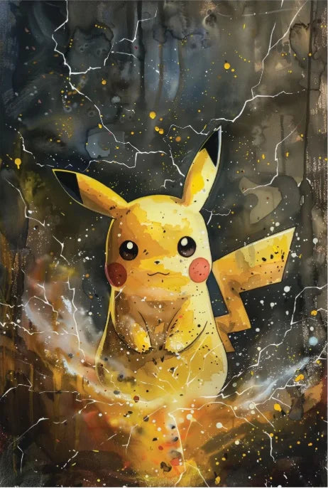 Watercolor Pokemon Canvas Wall Art Pikachu Charmander Squirtle Bulbasaur Charizard Blastoise Anime Poster Kid Nursery Room Decor
