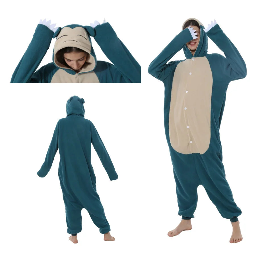 Anime Cartoon Pokemon Pikachu Bulbasaur Gengar One-Piece Pajamas Autumn Winter New Cosplay Casual Home Pajamas Gift for Friends
