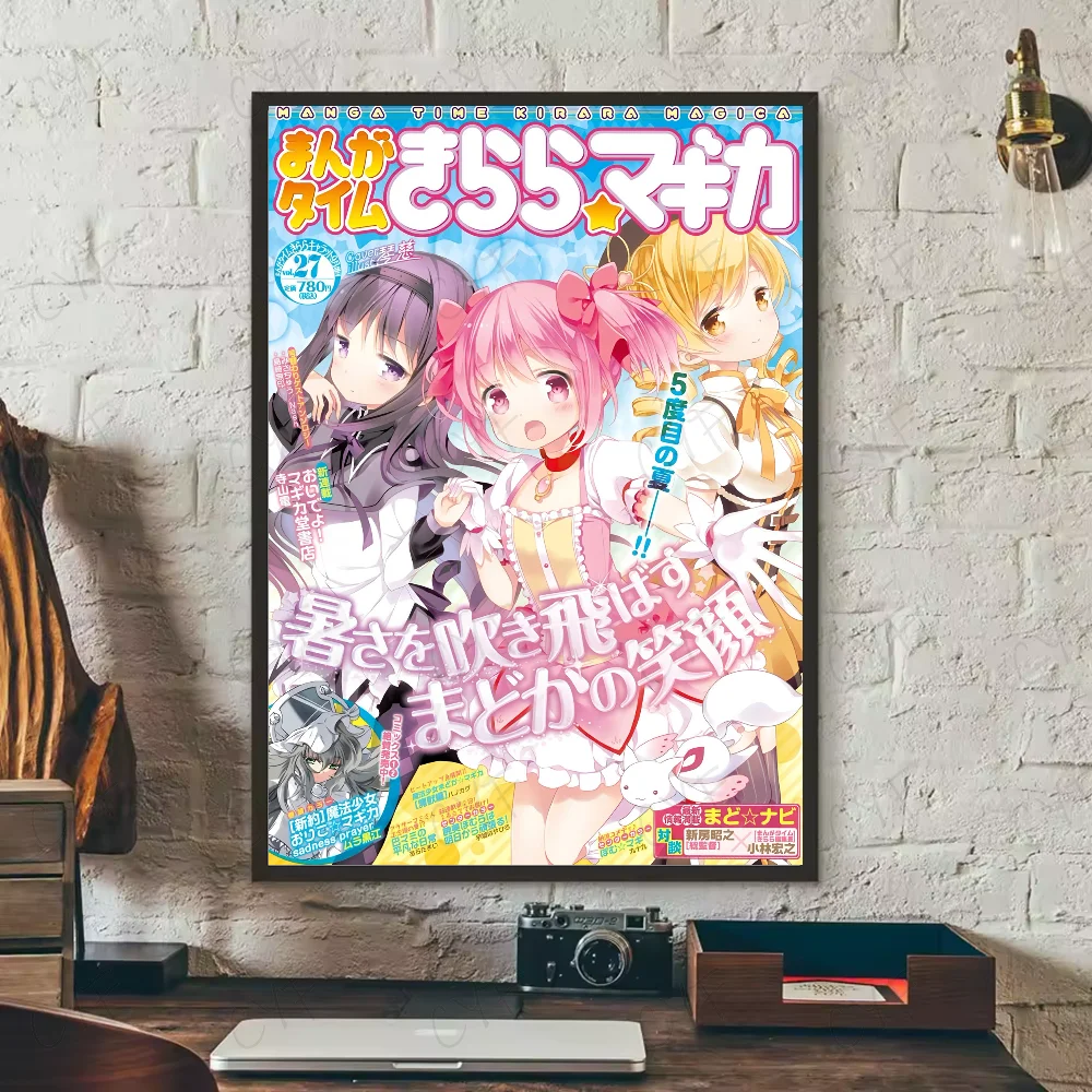 Anime P-Puella Magi Madoka Magica Girl Poster Waterproof Wall Art Sticker For Bar Living Room Vintage Decor High Quality Print