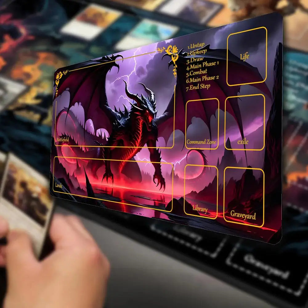 Playmat TCG Playmat Dragon Mouse Mat Anti-Slip Durable Stitched Edge 35X60CM Desk Mat Tapete Magic