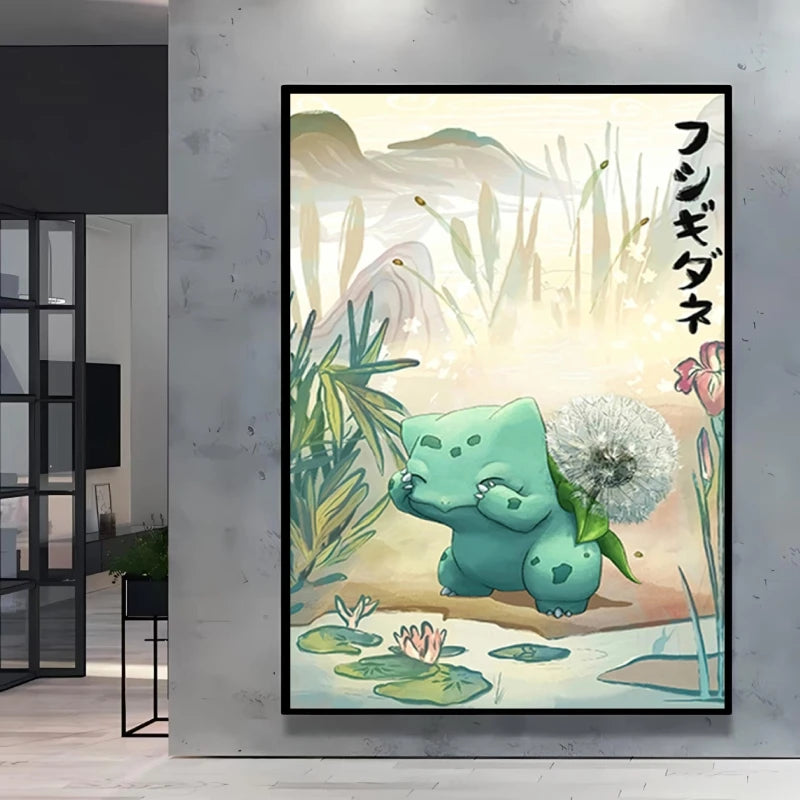 1pc Canvas Artwork Painting Classic Pokemon Poster Pikachu Home Living Room Wall Decoration Picture Children's Room Decoration