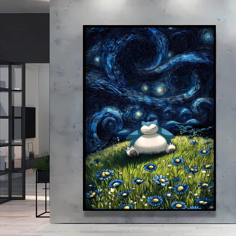 Van Gogh Style Pokemon Pikachu Wall Decoration Multiple Characters Are Available Creating A Unique Artistic Space for Your Home