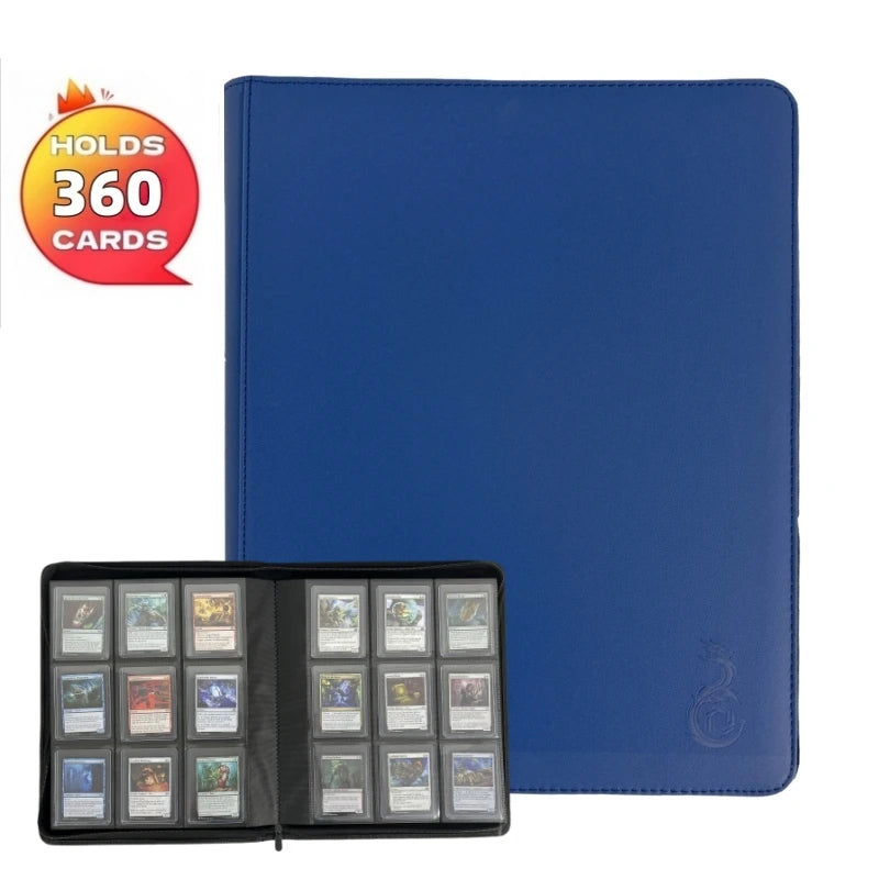 9-Pocket Toploader Binder, Top Loader Binder for Cards, Holds 360, Card Folders for Trading Cards or Sports Cards in 3 X 4''