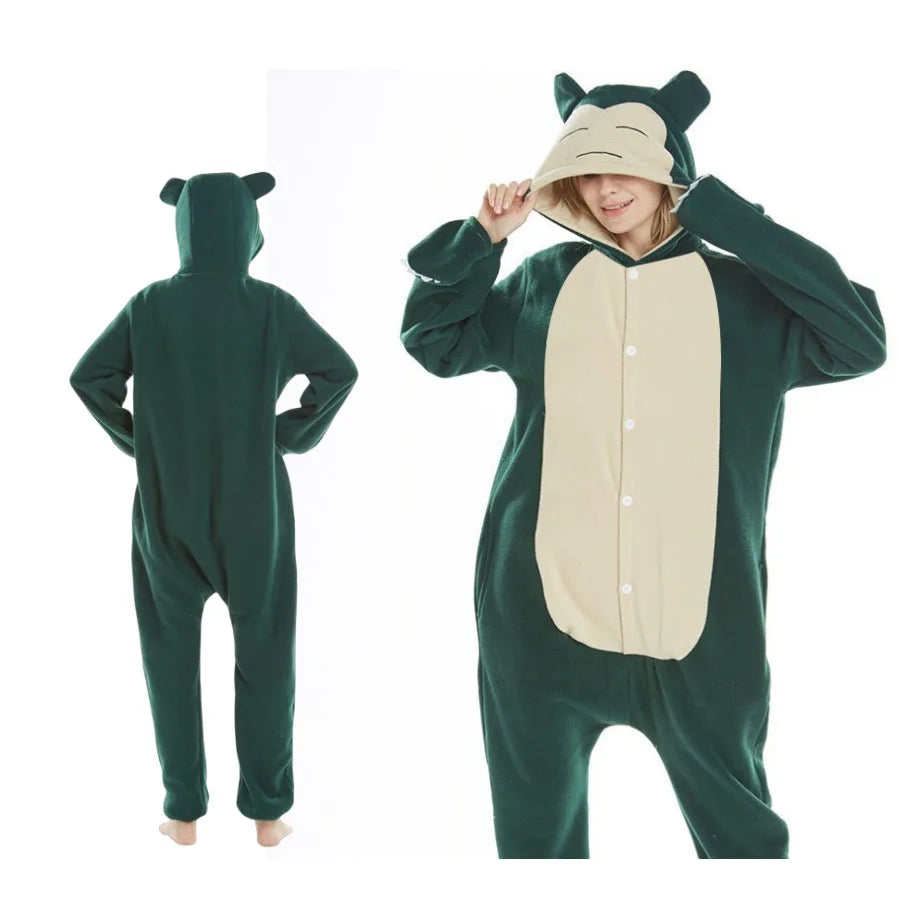 Anime Cartoon Pokemon Pikachu Bulbasaur Gengar One-Piece Pajamas Autumn Winter New Cosplay Casual Home Pajamas Gift for Friends