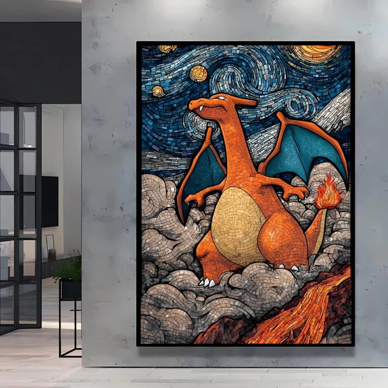 Van Gogh Style Pokemon Pikachu Wall Decoration Multiple Characters Are Available Creating A Unique Artistic Space for Your Home